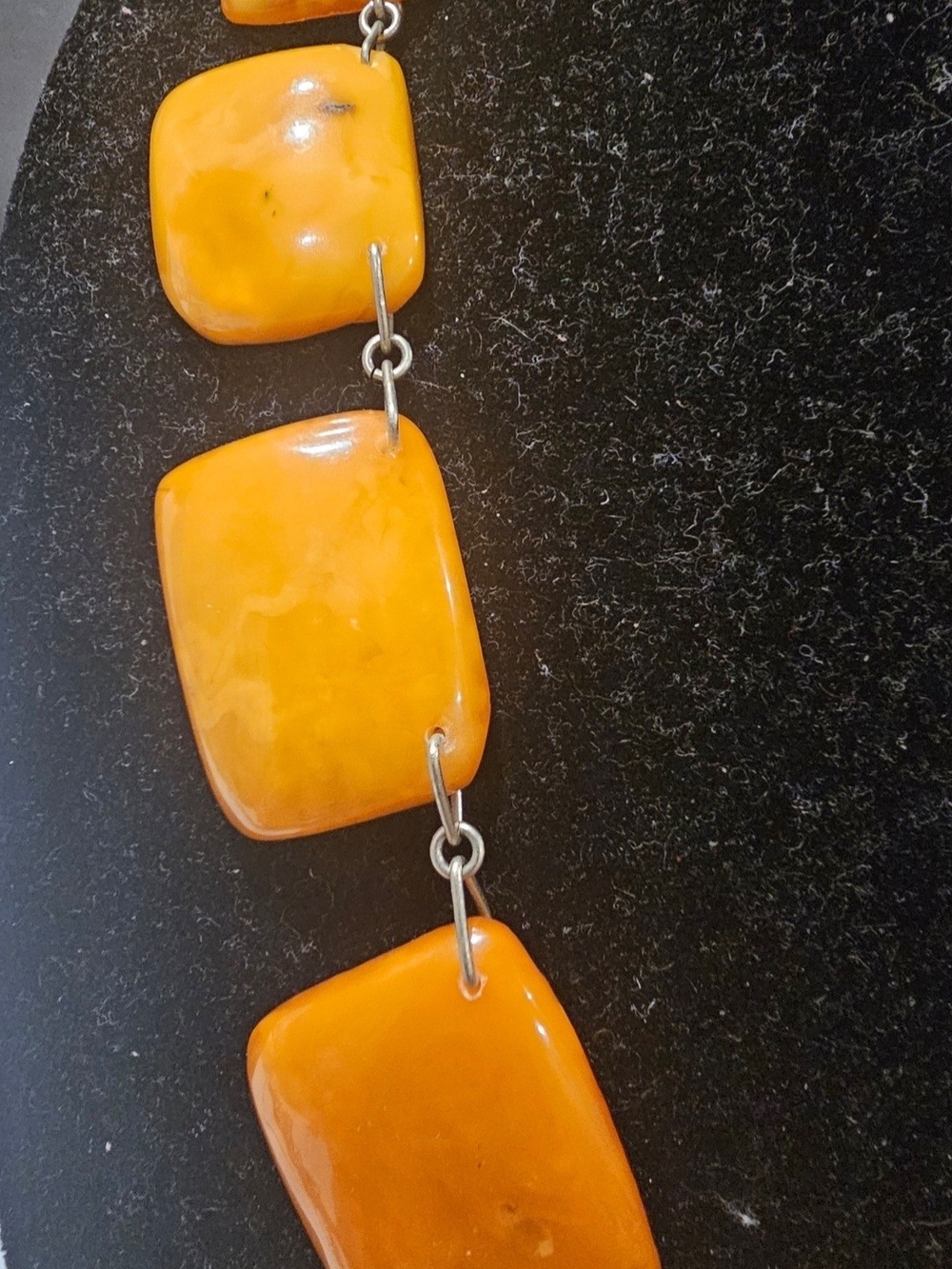 Vintage Soviet Baltic Egg Yolk & Butterscotch Amber Sterling Silver Necklace - Picture 5 of 9